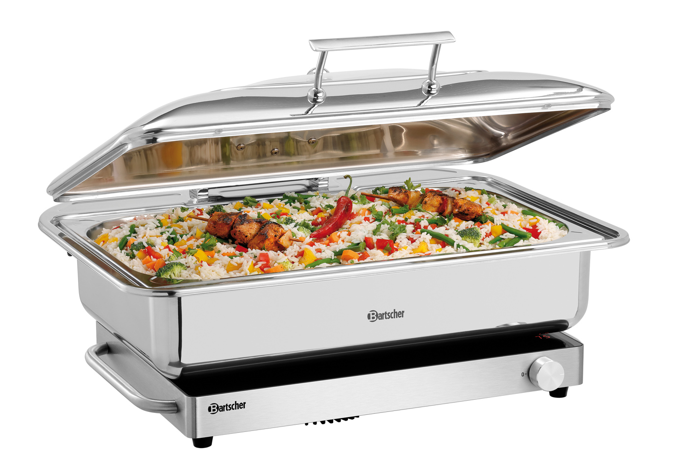 Bartscher Induktionswarmhalteplatte IW10 | Farbe:Schwarz ,Silber | Maße: 53 x 34 x 6,5 cm. Gewicht:5,8 kg