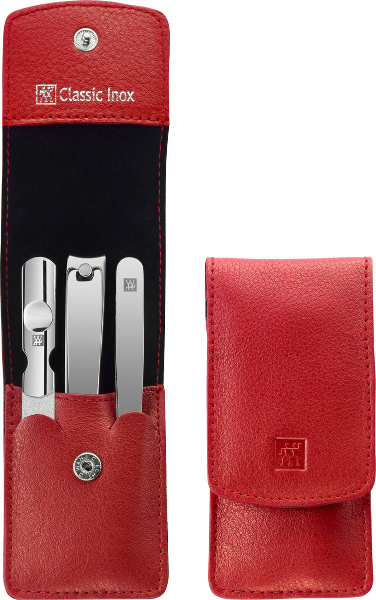 Druckknopfetui, 3-tlg, Rindleder, Serie: Classic Inox. Marke: ZWILLING