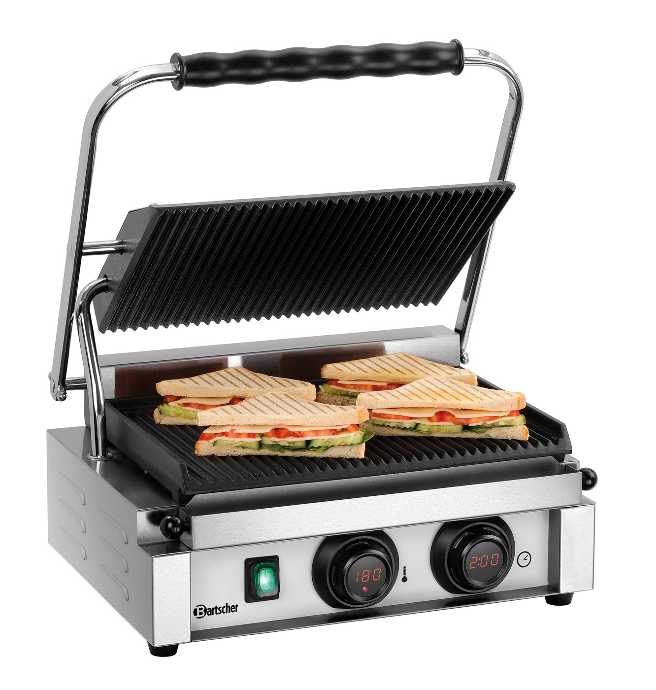 Bartscher Kontaktgrill "Panini-MDI" 1R |Programmierung: - | Maße: 41 x 40 x 20,0 cm.Gewicht: 18,3 kg
