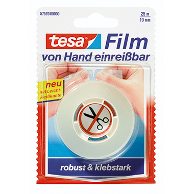 tesa® Klebefilm 19 mm x 25 m (B x L) einseitig klebend Polypropylen transparent, Maße: 19 mm x 25 m (B x L),