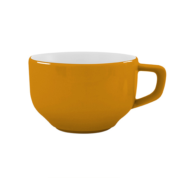 Obertasse 0,26 l - Form: Baristar - Dekor 66275, curry - aus Porzellan. Hersteller: Eschenbach., "Made in Germany".