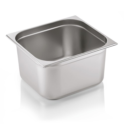 GN 2/3 Behälter, Materialstärke 0,6 mm. Material: Chromnickelstahl. Serie: GN 70. Inhalt in Litern: 18. Maße: Höhe: 200 mm