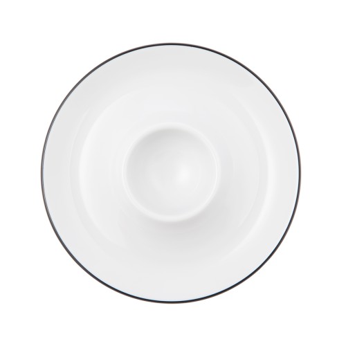 Seltmann Eierbecher mit Ablage, rund, Form: Lido, Dekor: 10826 Black Line, hohe Kantenschlagfestigkeit, Made in Germany