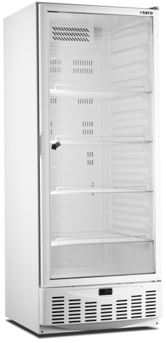 SARO Kühlschrank mit Glastür - weiß, Modell MM5 PV Made in Europe - Material: (Gehäuse) Stahl kunststoffbeschichtet, weiß; (Innenraum)