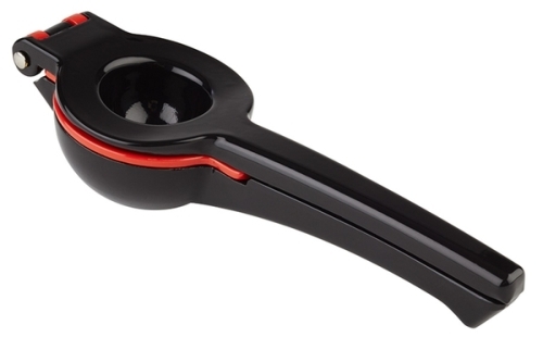 Limetten- und Zitronenpresse 21 x 7 cm, H: 5 cm Aluminium-Druckguss schwarz, rot spülmaschinengeeignet Farbe: Schwarz Farbe: