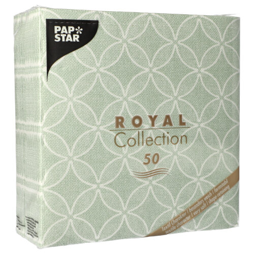 50 Servietten "ROYAL Collection" 1/4-Falz 40 cm x 40 cm jadegrün "Circle Flowers" von PAPSTAR