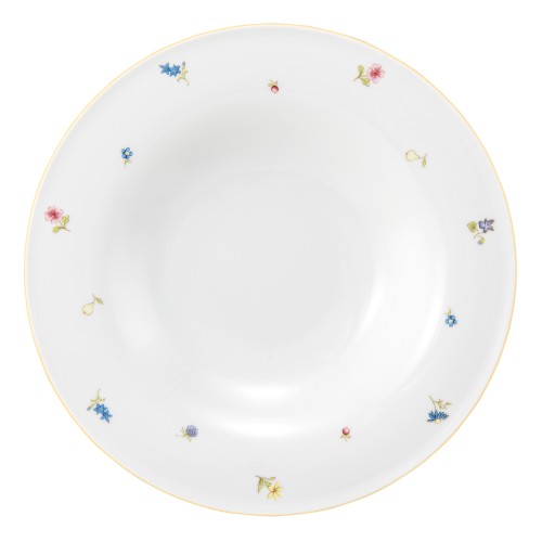 Seltmann Pastateller tief 27 cm, rund, Form: Community, Dekor: 57387 Streublume gelbe Linie, hohe Kantenschlagfestigkeit, Made in Germany