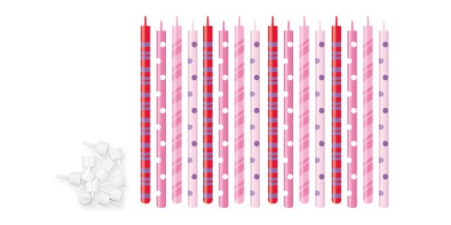 Tortenkerzen mit Halter DELÍCIA KIDS 12 cm, 16 St., rosa