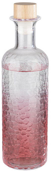 Glaskaraffe -WABE- Ø 8 cm, H: 28 cm, 0,8 Liter Glas, Buchenholz, Silikon spülmaschinengeeignet zerbrechlich Farbe: Transparent