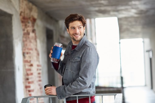 EMSA TEA MUG Teebecher (0,4 L, hochwertiger doppelwandiger Glaskörper, Manschette aus Silikon, perfekt aufgebrühter Tee mit