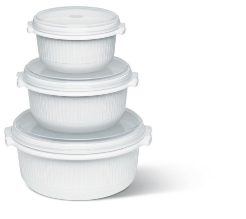 EMSA MICRO FAMILY Starter Set, 3-teilig, 0,5 / 1,0 / 1,5 L weiß, Optimale Hitzeverteilung Ideal zum Auftauen, Erhitzen und Garen