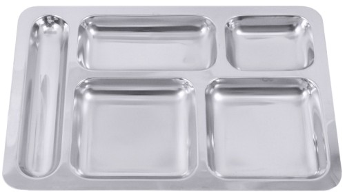 Abteilplatte 5-teilig aus Edelstahl 18/10, hochglänzend, mittelschwere Qualität Länge: 41 cm, Breite: 28,5 cm, Höhe: 2,5 cm