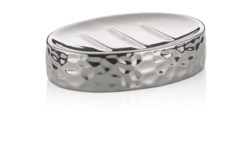 Seifenschale Sterling Keramik silber glänzend 12,0x8,5x3,0 cm von Kela