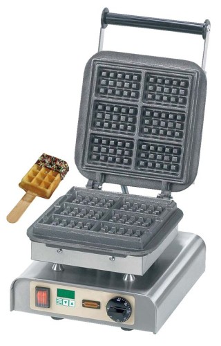 NEUMÄRKER Waffeleisen Rahmwaffel am Stiel mit Digitaltimer, Backplatten Grauguss 310x340x250 mm