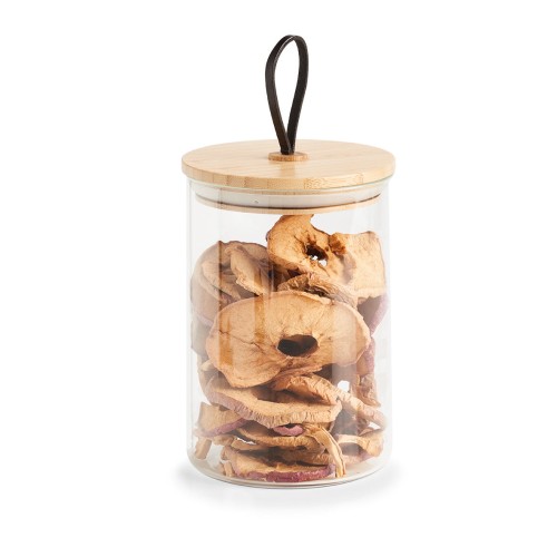 Vorratsglas m. Bambusdeckel, 1100 ml. Ø: 112 mm. Höhe: 160 mm.