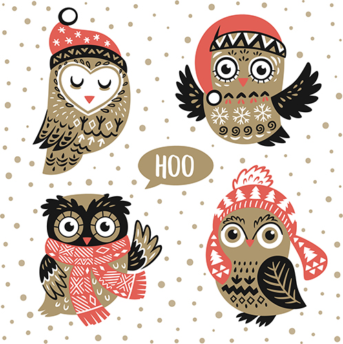 20 Servietten, 3-lagig 1/4-Falz 33 cm x 33 cm "Chouette" von PAPSTAR