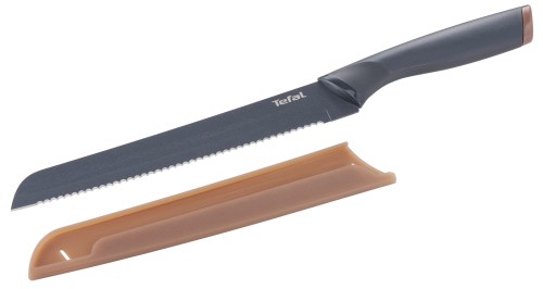 TEFAL FRESH KITCHEN BROTMESSER 20 cm Titan-Antihaftversiegelung, benutzerfreundlich, brauner Klingenschutz,