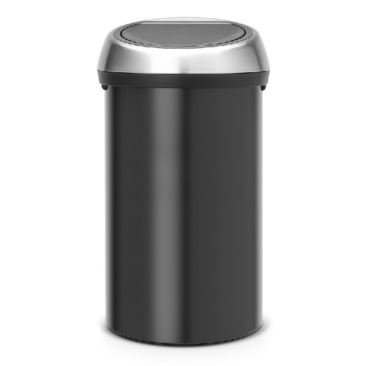 Brabantia Abfalleimer TOUCH BIN, Inhalt: 60l, Durchmesser 40,1 cm, Höhe 70,5 cm, Korpus: Matt Black, Deckel: Matt Steel FPP.