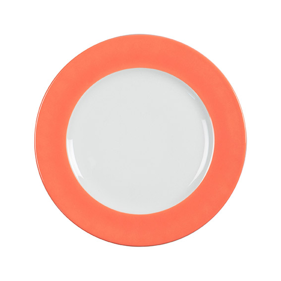Teller flach 26 cm - Form: Table Selection -, Dekor 79935 koralle - aus Porzellan. Hersteller:, Eschenbach. "Made in Germany".