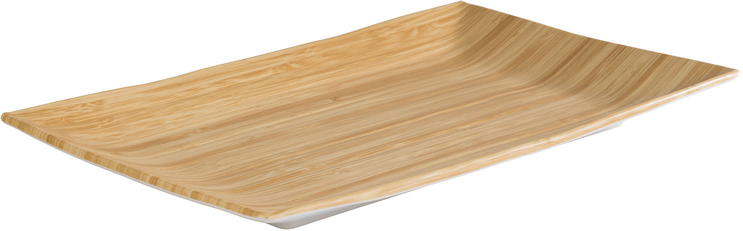 Tablett -BAMBOO- 34,5 x 21,5 cm, H: 3 cm Melamin innen: Bambusoptik außen: weiß spülmaschinengeeignet stapelbar nicht