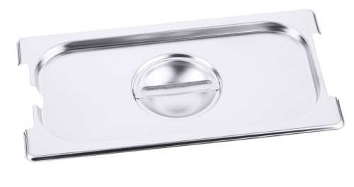 GN-Deckel für Serie 7200 mit Aussparung für Löffel und Griffe, aus Edelstahl 18/10, seidenmatt poliert, mit Griffmulde GN: 1/3