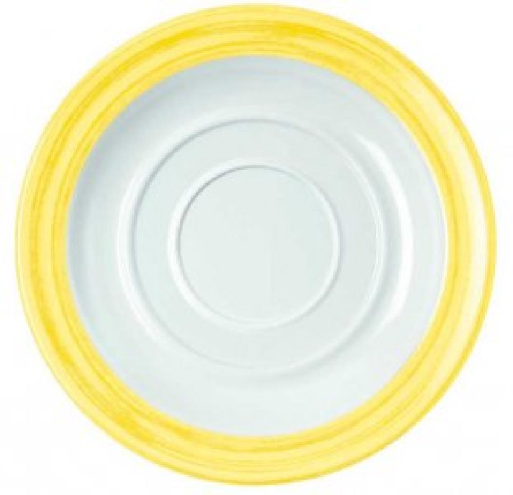 WACA Kaffeeuntertasse BISTRO in weiß-gelb, aus Melamin. Durchmesser: 14 cm.