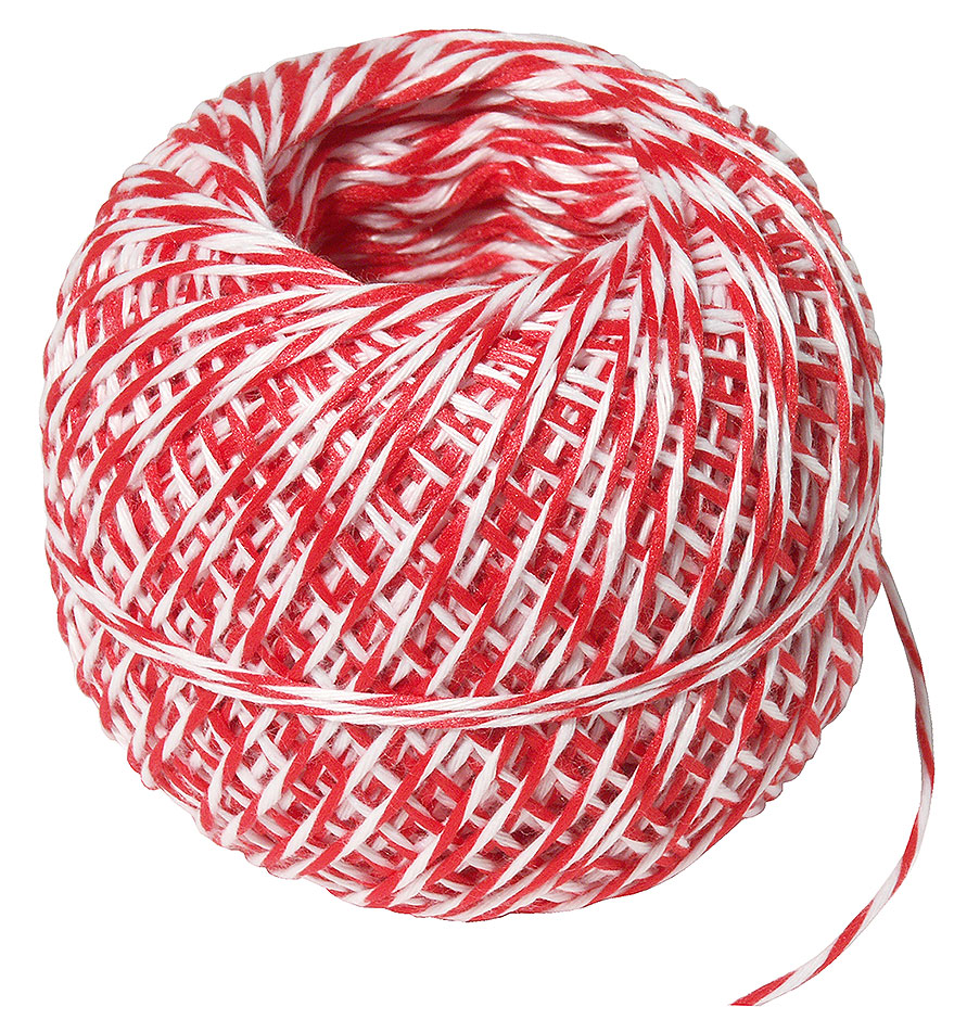 Wurstgarn weiss/weiss/rot 100m Polyester