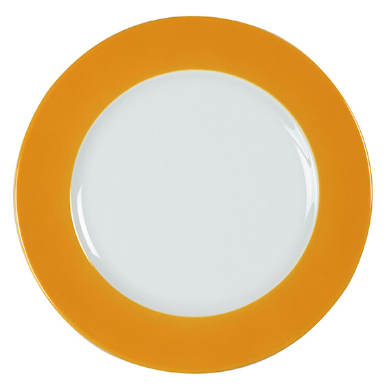 Teller flach 31,5 cm - Form: Table Selection -, Dekor 66275 curry - aus Porzellan. Hersteller:, Eschenbach. "Made in Germany".