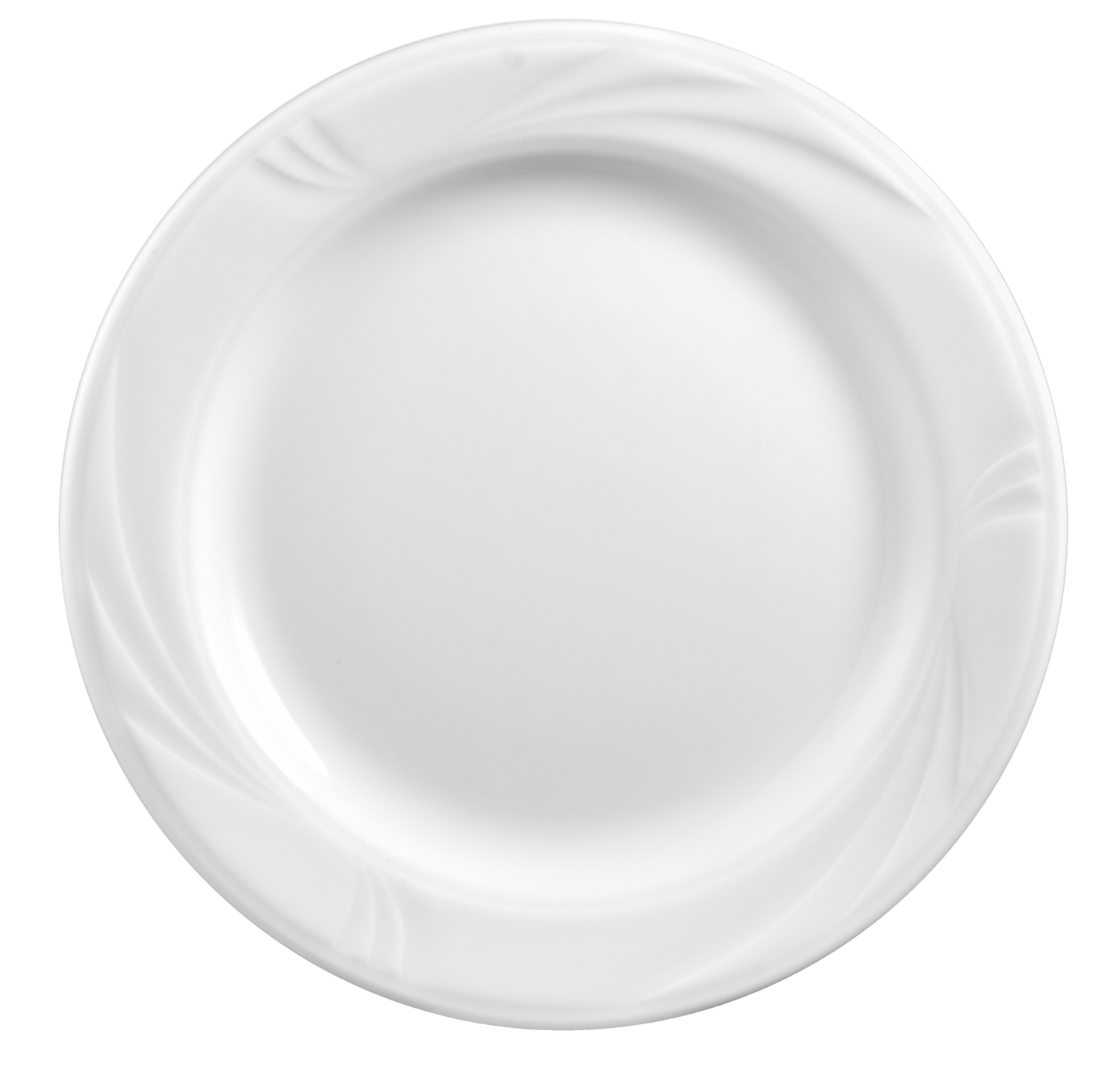 Arcadia Speiseteller flach,25cm, aus weißem Porzellan, von caterado. Made in Europe.