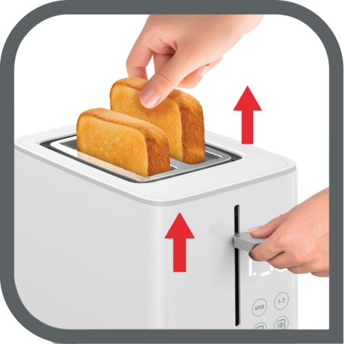 Tefal Toaster Sense [7 Bräunungsstufen; Digitaldisplay; Countdown; Aufwärmen; Auftauen: Krümelschublade; Stopp-Taste; Touch-Tasten;