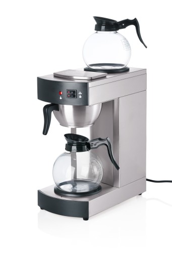 Kaffeemaschine. Chromnickelstahl. mit 2 Kaffeekannen aus Glas á 1,8 ltr., mit extra