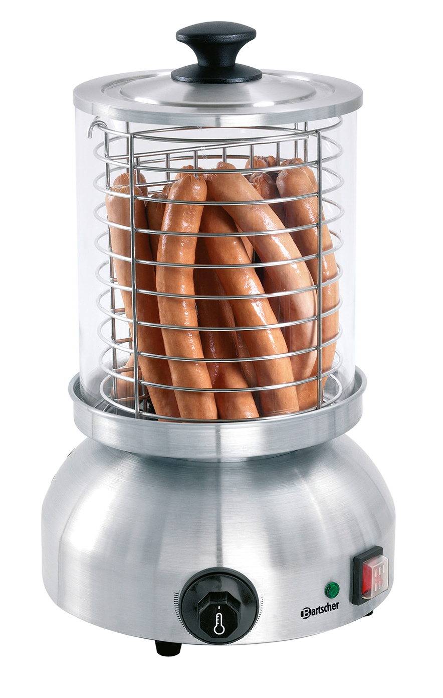 Bartscher Hot-Dog-Gerät, rund | Eigenschaften:Wassertank: Edelstahl, Inhalt: 1,25 Liter | Maße:29,5 x 29,5 x 41,5 cm. Gewicht: 4,8