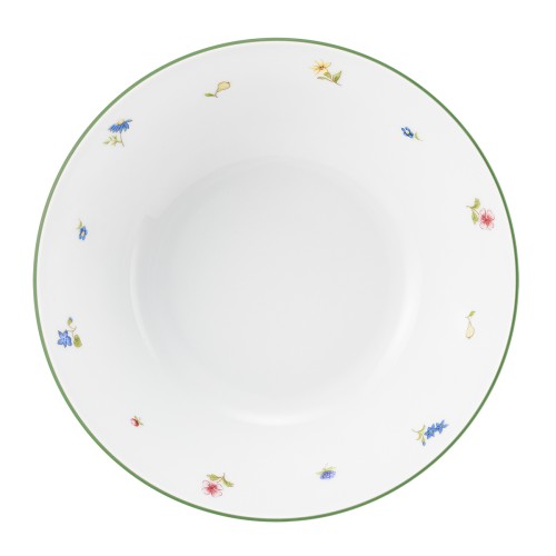 Seltmann Schüssel rund 21 cm, rund, Form: Community, Dekor: 57389 Streublume grüne Linie, hohe Kantenschlagfestigkeit, Made in Germany