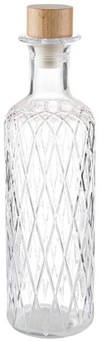 Glaskaraffe -DIAMOND- Ø 8 cm, H: 28 cm, 0,8 Liter Glas, Buchenholz, Silikon spülmaschinengeeignet zerbrechlich Farbe: