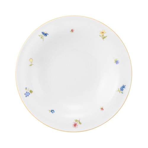 Seltmann Salatteller 19 cm, rund, Form: Community, Dekor: 57387 Streublume gelbe Linie, hohe Kantenschlagfestigkeit, Made in Germany