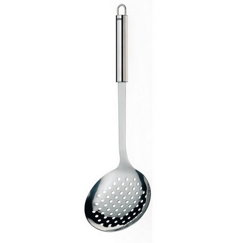 Kela Schaumlöffel Rondo Edelstahl 32,5cm 11,5cmØ Praktischer Küchenhelfer: der Schaumlöffel RONDO, um Spätzle oder andere Speisen aus kochendem