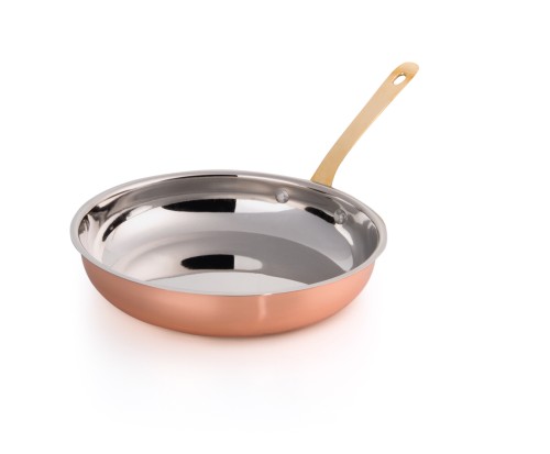 Flambierpfanne SERVIERGESCHIRR KUPFEROPTIK. Chromnickelstahl/Kupfer, › außen