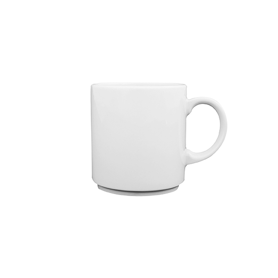 Becher mit Henkel 0,22 l - Form: System - weiss -, aus Porzellan. Hersteller: Eschenbach. "Made in, Germany".