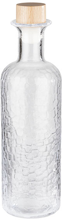 Glaskaraffe -WABE- Ø 8 cm, H: 28 cm, 0,8 Liter Glas, Buchenholz, Silikon spülmaschinengeeignet zerbrechlich Farbe: Transparent