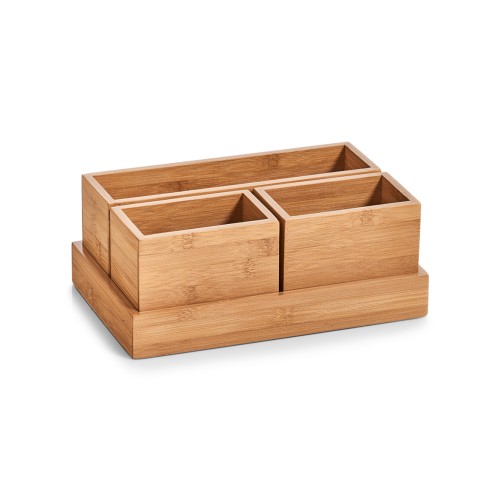Organizer, Bamboo lackiert; HDF beschichtet, 28x17,7x11 cm. Farbe: natur. Dieses praktische Organizer-Set ist ein wahres Ordnungstalent. Das