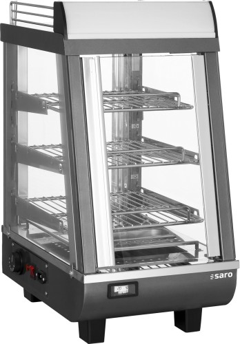 SARO Heiße Theke Modell LEON - Material: Edelstahl - LED-Beleuchtung - Analoge Temperaturkontrolle - Tür auf Vorder- und