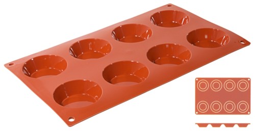 Silikon-Backmatte, TORTELETT mit 8 Formen aus reinem Silikon, terrakottafarben, spülmaschinenfest, geruchs- und