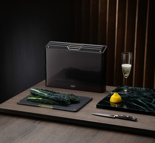 Joseph Joseph Folio Steel 4-teiliges Schneidebrett-Set – Carbonschwarz