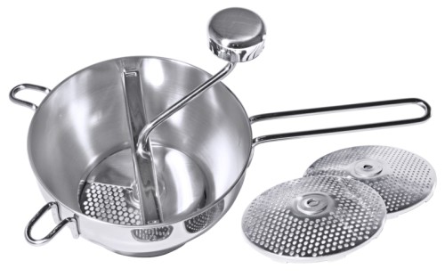 Passe-Tout Passiergerät aus Edelstahl 18/10, außen hochglänzend, mit Doppelflügeltechnik mit drei auswechselbaren