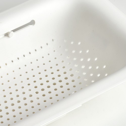 Spülbeckensieb, ausziehbar, Kunststoff, weiß. Länge: 360 mm. Breite: 200 mm. Höhe: 77 mm