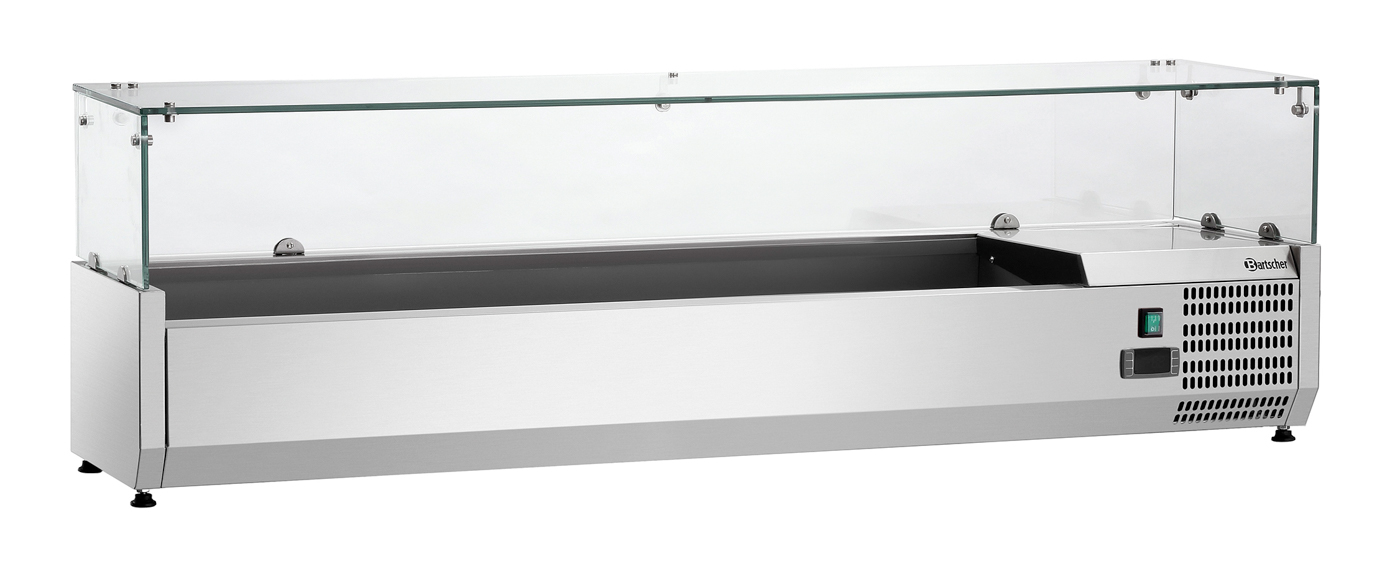 Bartscher Kühlaufsatz GL4-1501 | HöheGlasaufsatz: 195 mm | Maße: 150 x 33,5 x 45,9 cm.Gewicht: 41,5 kg