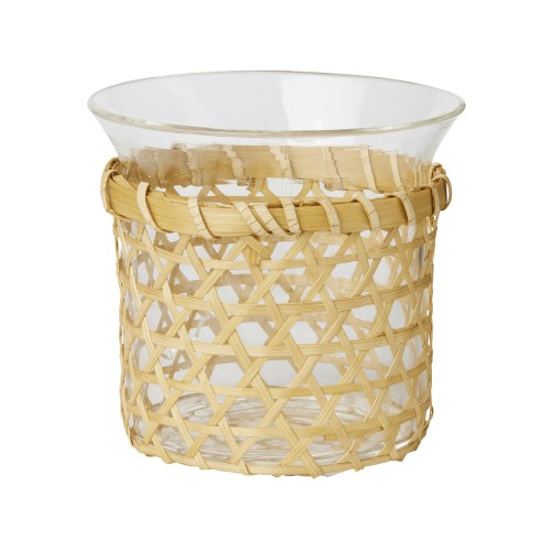 DUNI Kerzenhalter Concious 90 x 100 mm, Natur, Bambus/Glas