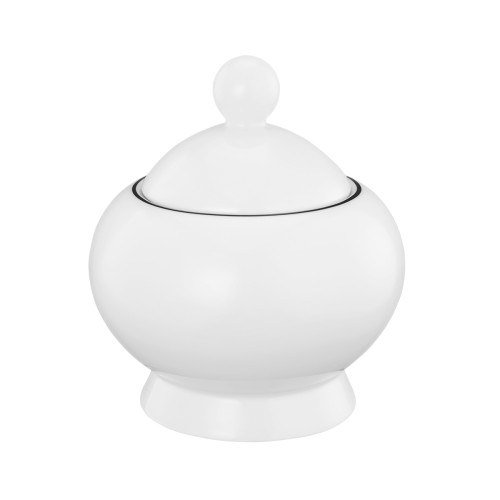 Seltmann Zuckerdose 0,25 l, rund, Form: Lido, Dekor: 10826 Black Line, hohe Kantenschlagfestigkeit, Made in Germany