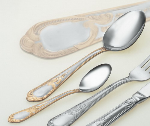 3 Menügabel GRANADA 18/0 dekorvergoldet, verskinnt, mit EAN-Auszeichnung