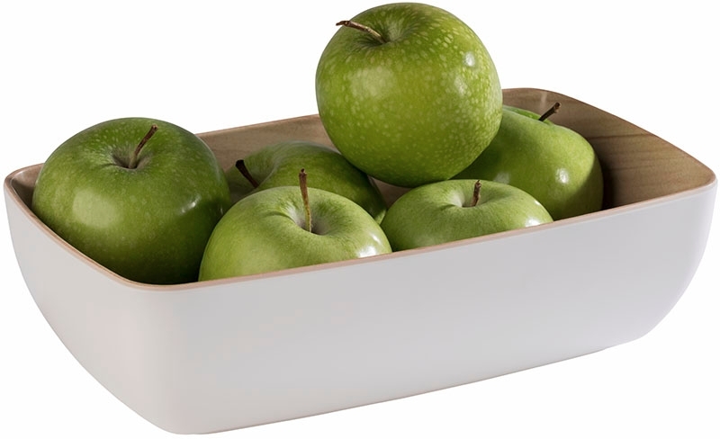 GN 1/4 Schale -FRIDA- 26,5 x 16,2 cm, H: 7,5 cm Melamin innen: Holzoptik außen: weiß 1,8 Liter spülmaschinengeeignet